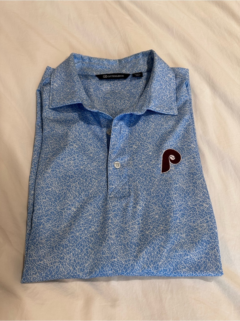 Men’s Philadelphia Phillies Cutter & Buck Light Blue Patterned Print Polo